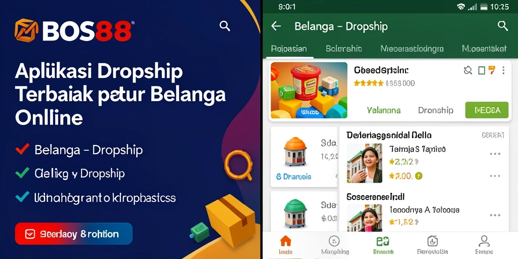 Tampilan antarmuka aplikasi Dropship BOS88 yang menarik dan mudah digunakan.