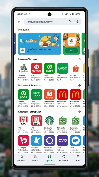 Tampilan katalog aplikasi laparbos