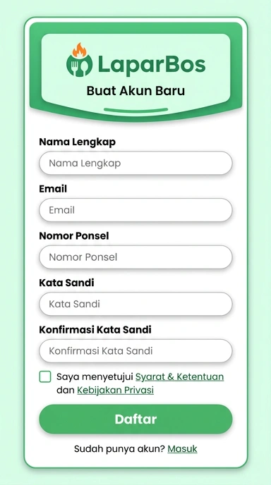 Tampilan halaman daftar laparbos